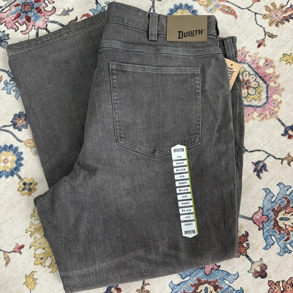 NWT Duluth Trading Men's Ballroom Flex Relaxed Fit Jeans 42x28 New w/ Tags Gray - Picture 12 of 13